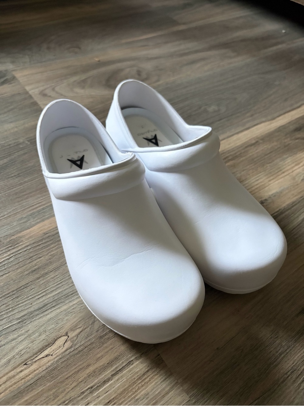 White Slip-On Clog Shoes